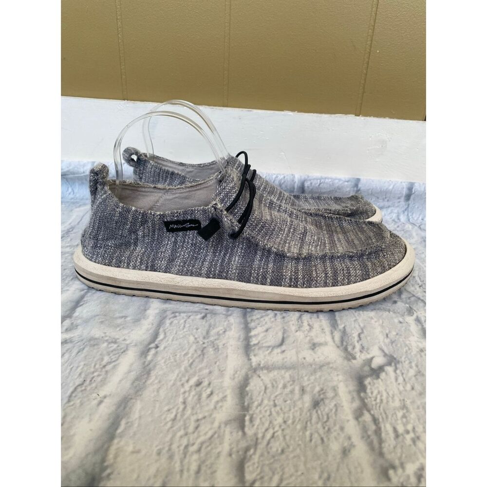 Maui and sons men 12 fabric upper slip on casual shoes grey and white